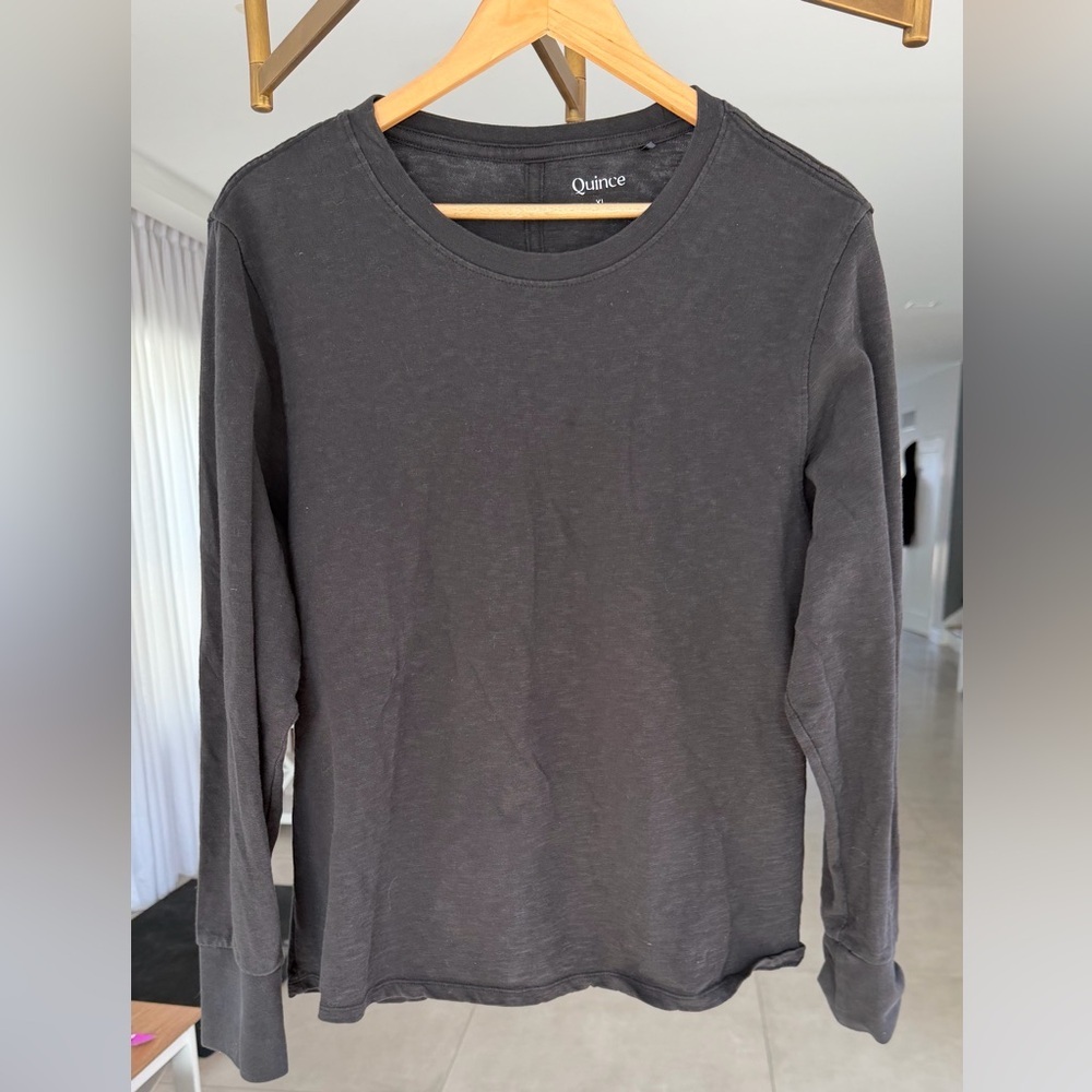 Quince Women’s Black  Cotton Modal Relaxed Long Sleeve Tee size XL